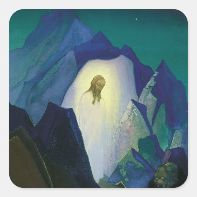 Sticker Carré «Christ dans le désert» de Nicholas Roerich (Devant)