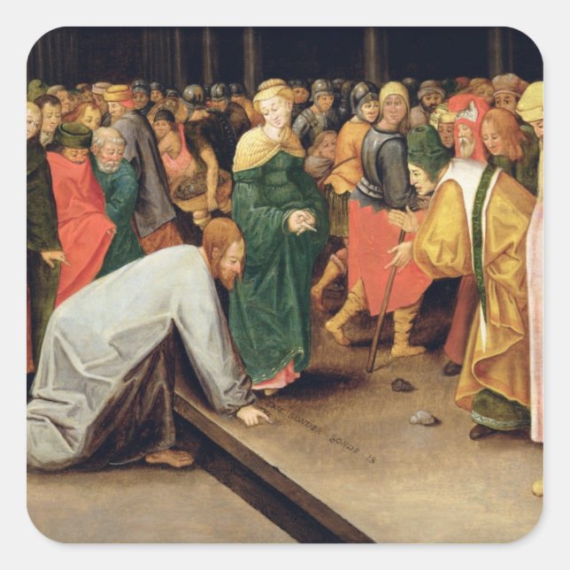 Sticker Carré Christ et les femmes prises dans l'adultère, 1628 (Devant)