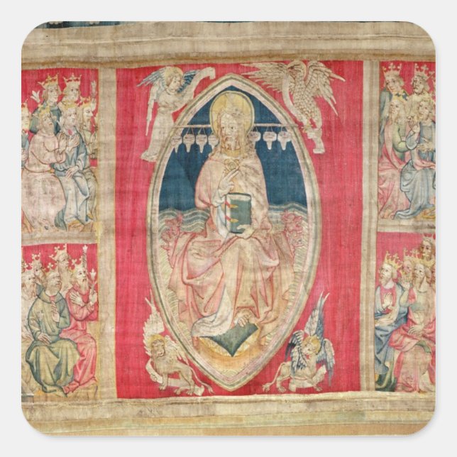 Sticker Carré Christ intronisé avec les bêtes apocalyptiques (Devant)