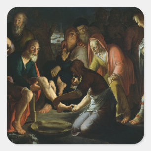 Sticker Carré Christ Laver les pieds des disciples, 1623