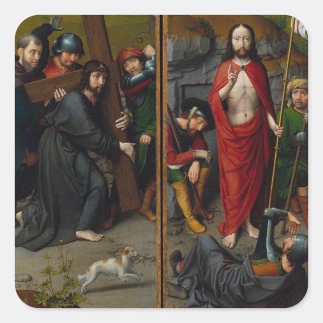 Sticker Carré Christ porte la croix (Devant)