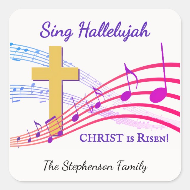 Sticker Carré Christian HALLELUJAH CHRIST IS RISEN Easter (Devant)