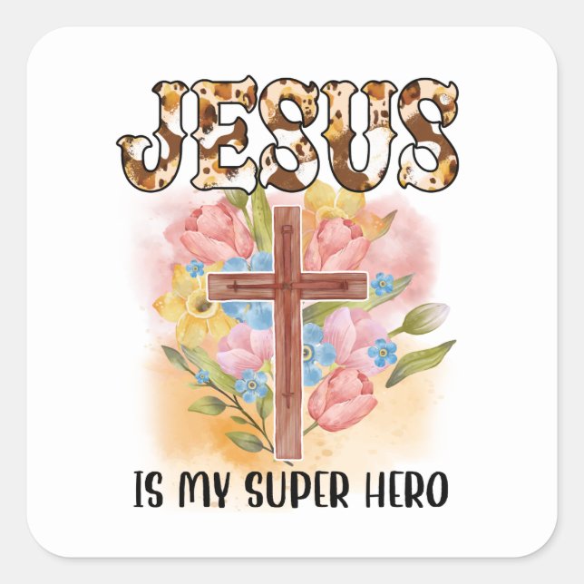 Sticker Carré Christian Jesus God Customize Bible Verse (Devant)