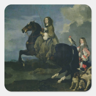 Sticker Carré Christina de Suède (1626-89) sur Horseback, 1653 (