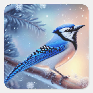 Sticker Carré Christmas Bluejay