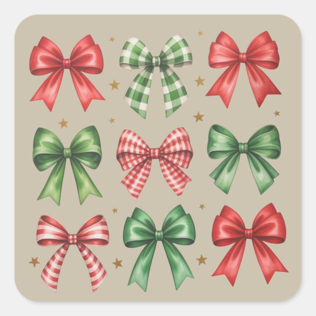 Sticker Carré Christmas Bow Coquette Cute Christmas Holiday (Devant)