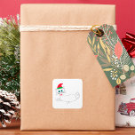 Sticker Carré Christmas Cat<br><div class="desc">Un chat de Noël qui est un chat blanc portant un chapeau de Père Noël. Cette conception semble vraiment efficace sur ces Stickers</div>