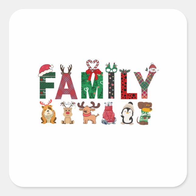 Sticker Carré Christmas Family Matching Shirts | holiday family  (Devant)