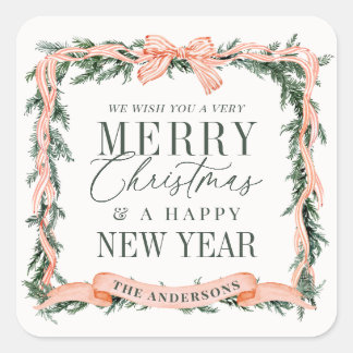 Sticker Carré Christmas Garland Frame Holiday