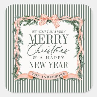 Sticker Carré Christmas Garland Ribbon Frame