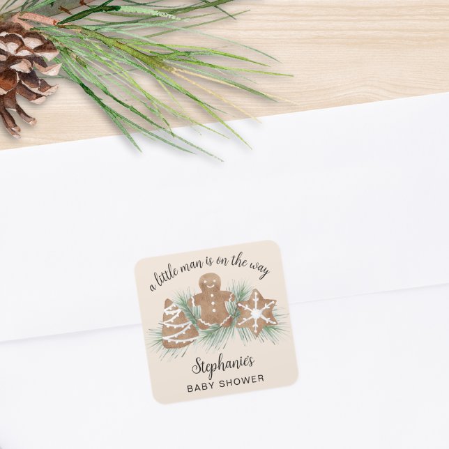 Sticker Carré Christmas Gingerbread Baby Shower (Créateur téléchargé)