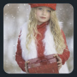 Sticker Carré Christmas Girl<br><div class="desc">girl kid child christmas,  santa snow sweet able,  smiling beautiful happiness winter,  season cheerful merry love,  home family holiday ,  xmas little claus year,  smile new young peowing,  cut gift decin, </div>