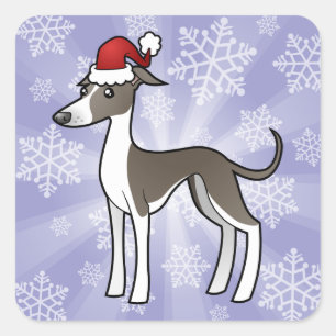 Sticker Carré Christmas Greyhound / Whippet / Italian Greyhound