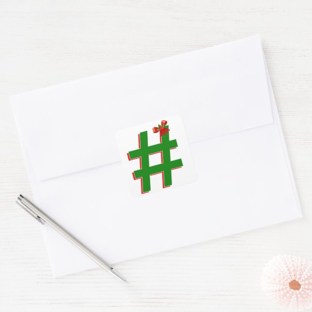 Sticker Carré #Christmas #HASHTAG - Hash Tag Symbol (Enveloppe)