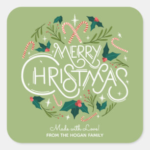 Sticker Carré Christmas Holly Berry Restauration maison