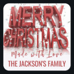 Sticker Carré Christmas Holly Berry Restauration maison<br><div class="desc">Arbre de Noël d'or sur Sticker Carré classique rouge</div>