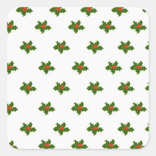 Sticker Carré Christmas Holly Motif