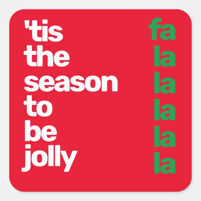 Sticker Carré Christmas minimal custom modern party red green (Devant)