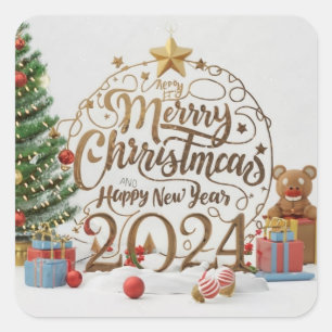Sticker Carré Christmas / new year 2024