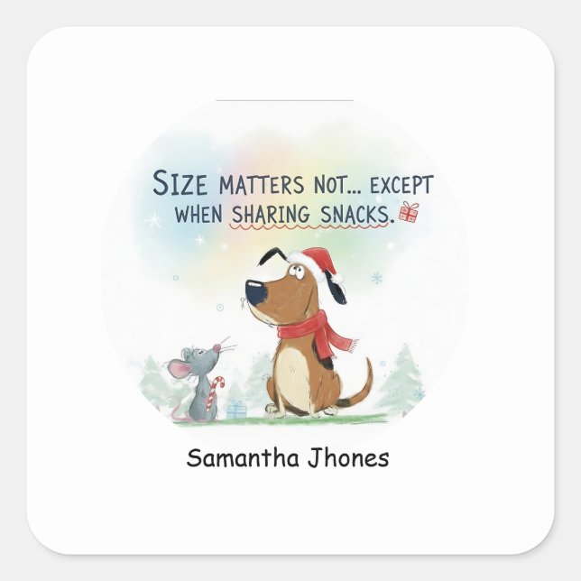 Sticker Carré Christmas santa dog watercolor festive (Devant)