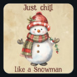 Sticker Carré Christmas Snowman Just Chill Citation amusante Aqu<br><div class="desc">Noël Snowman Snowwoman Décor Amusant Aquarelle avec plaisir Juste Citation Chill</div>