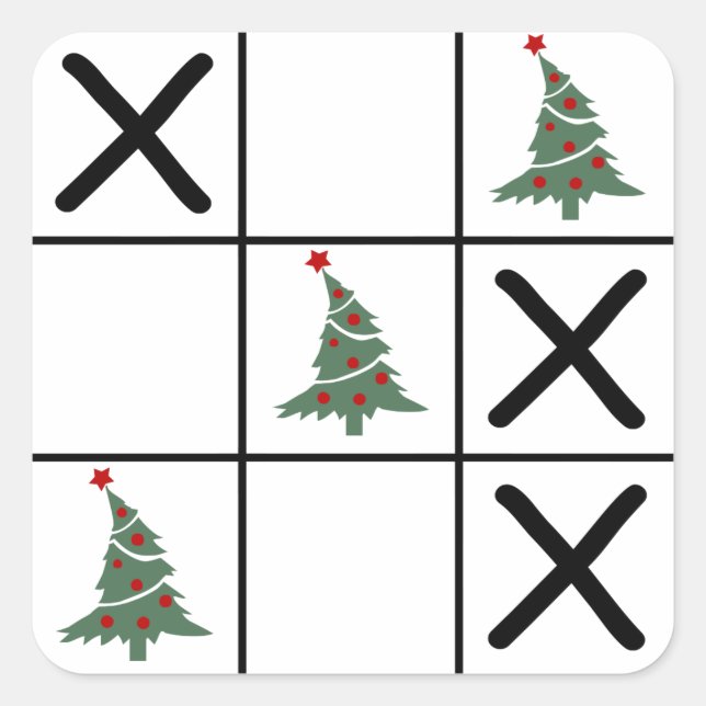 Sticker Carré Christmas Tic Tac Toe (Devant)