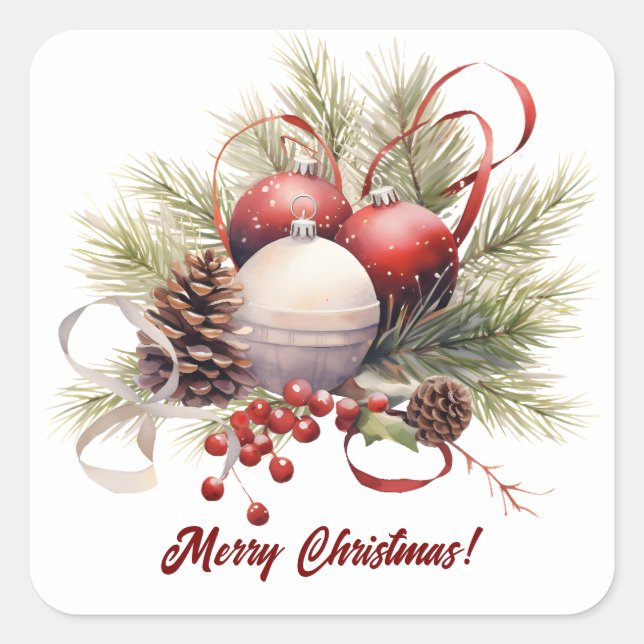 Sticker Carré Christmas Tree Ornaments Pine Cones (Devant)