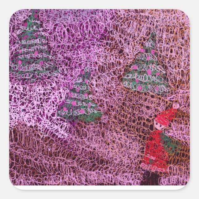 Sticker Carré Christmas trees (Devant)