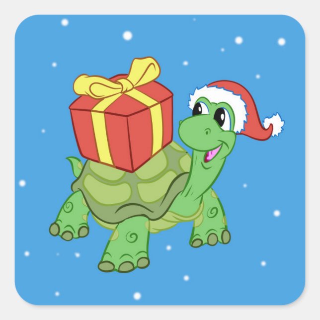 Sticker Carré Christmas turtle with the venin (Devant)