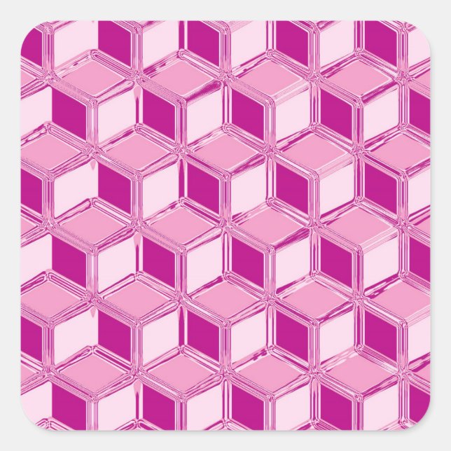 Sticker Carré Chrome 3-d boîtes - fuchsia rose (Devant)