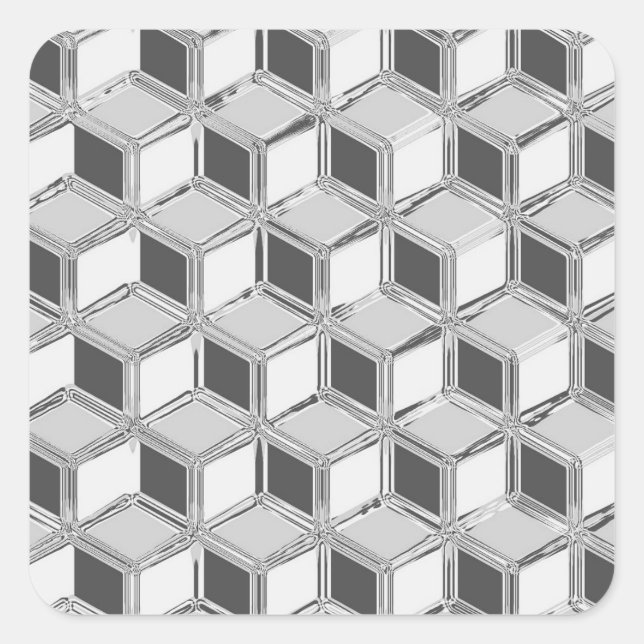 Sticker Carré Chrome 3-d boîtes - gris argent (Devant)
