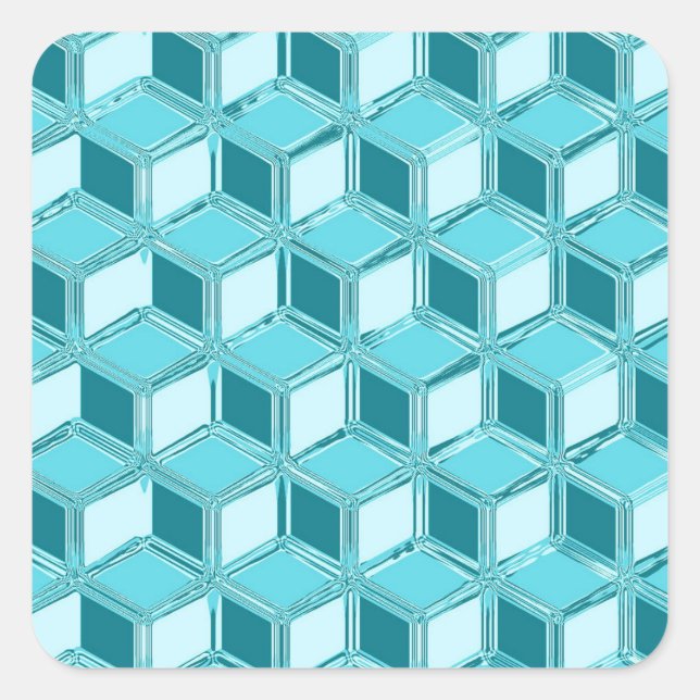 Sticker Carré Chrome 3-d boîtes - turquoise / aqua (Devant)
