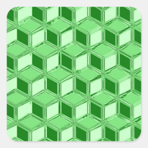 Sticker Carré Chrome 3-d boîtes - vert émeraude