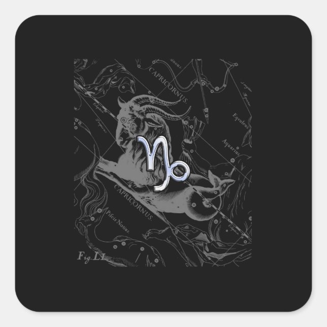 Sticker Carré Chrome comme Capricorn Zodiac Connexion Hevelius (Devant)