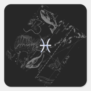 Sticker Carré Chrome comme Pisces Zodiac Connexion Hevelius 1690