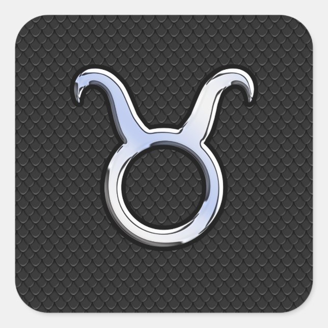 Sticker Carré Chrome Comme Taurus Connexion Serpent Noir Peau (Devant)