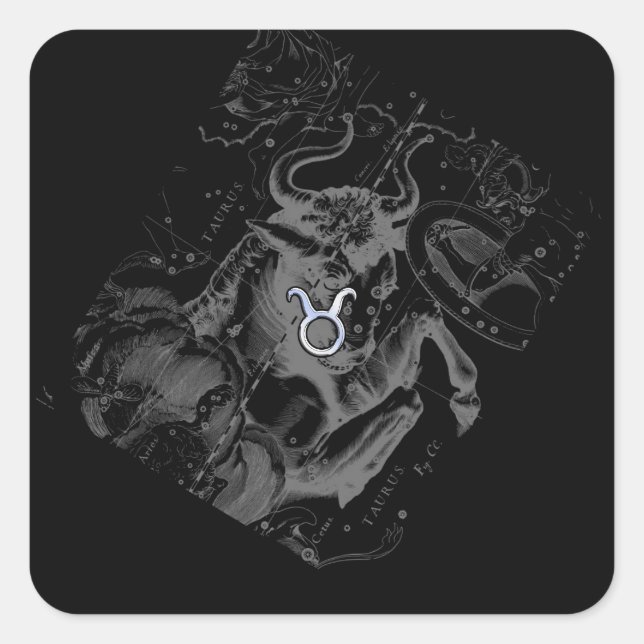 Sticker Carré Chrome like Taurus Zodiac Sign on Hevelius (Devant)
