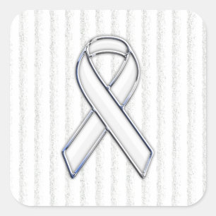 Sticker Carré Chrome White Ribbon Sensibilisation sur les bandes