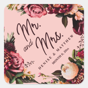 Sticker Carré Chrysanthème romantique sur rose arachnéen