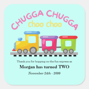 Sticker Carré Chugga Choo Train Caricature à thème 2e anniversai