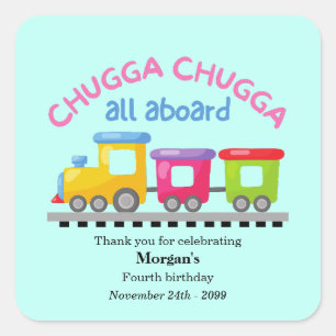 Sticker Carré Chugga Choo Train Caricature Thématique N'Importe 