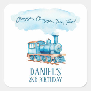 Sticker Carré Chugga Deux Choo Choo Train 2e fête d'anniversaire