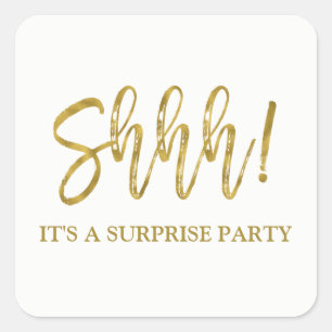Sticker Carré Chut ! Anniversaire Surprise Anniversaire