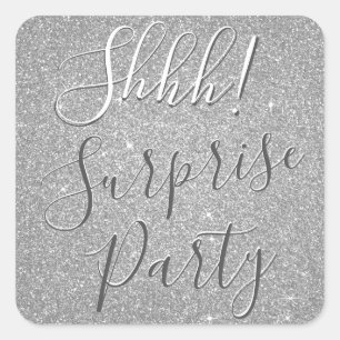 Sticker Carré Chut ! Surprise Silver Anniversaire