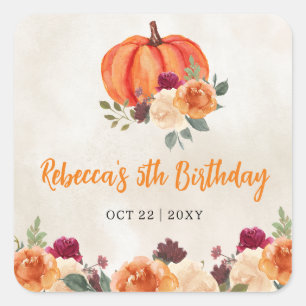 Sticker Carré Chute Burnt Orange Citrouille Patch Anniversaire