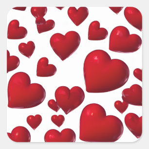 Sticker Carré Chute des Coeurs rouges Valentine Motif