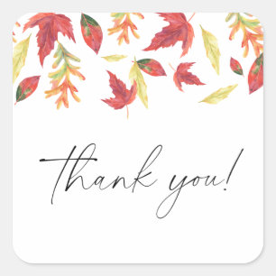 Sticker Carré Chute du Merci feuille du baby shower d'automne