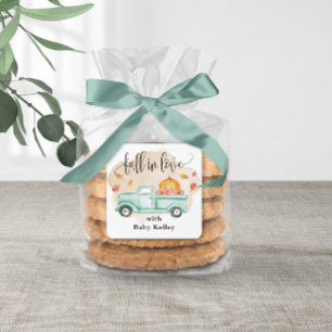 Sticker Carré Chute en amour Citrouille Baby shower de camion de