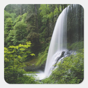 Sticker Carré chute Middle North, parc d'État de Silver Falls,