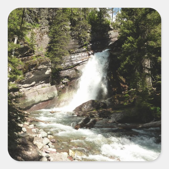 Sticker Carré Chutes Baring dans le parc national de Glacier (Devant)